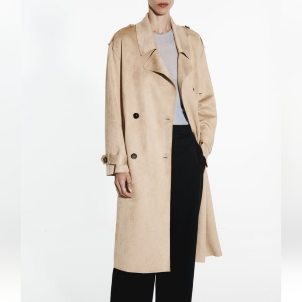Zara faux Suede Trench Coat - Picture 3 of 11